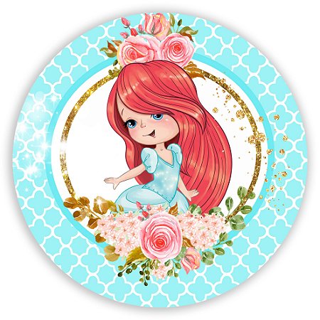 Capa Painel Redondo Sublimado - Ariel Princesas