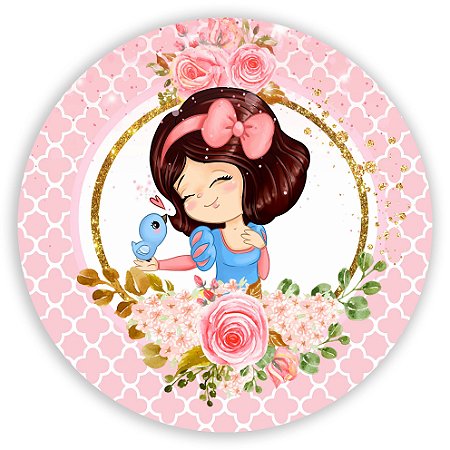 Capa Painel Redondo Sublimado - Branca de Neve Princesas