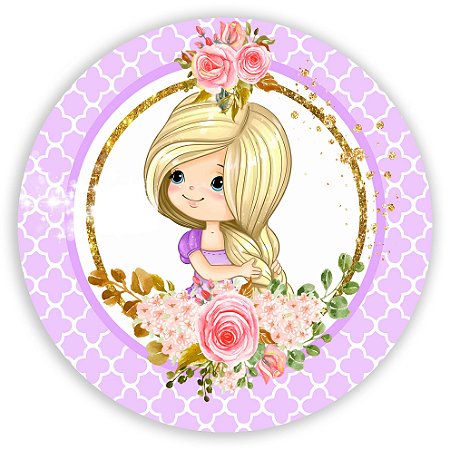 Capa Painel Redondo Sublimado - Rapunzel Princesas