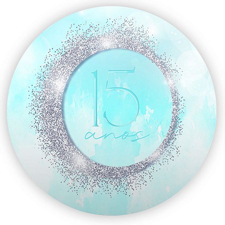Capa Painel Redondo Sublimado - 15 Anos Azul Tiffany