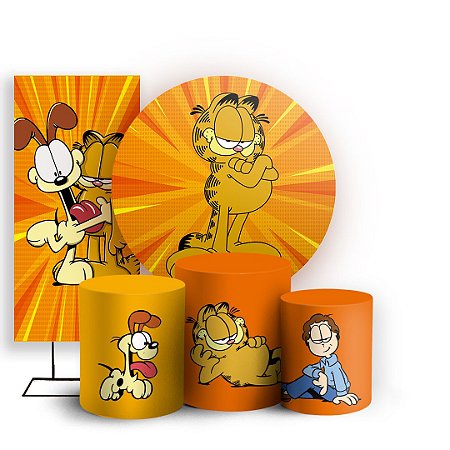 Capas Painel Redondo Trio Cilindro e Faixa Lateral Sublimado - Garfield