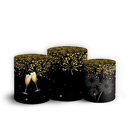 Capas Trio Cilindro Sublimado Vest Facil - Ano Novo