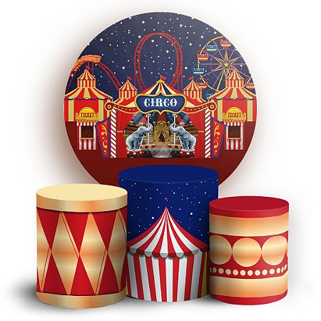 Capas Painel Redondo e Trio Cilindro Sublimado -  Circo