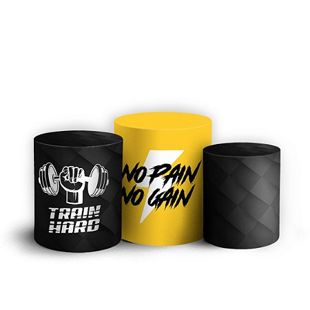 Capas Trio Cilindro Sublimado Vest Facil - Academia Preto