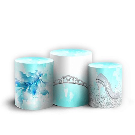 Capas Trio Cilindro Sublimado Vest Facil - 15 Anos Azul Tiffany