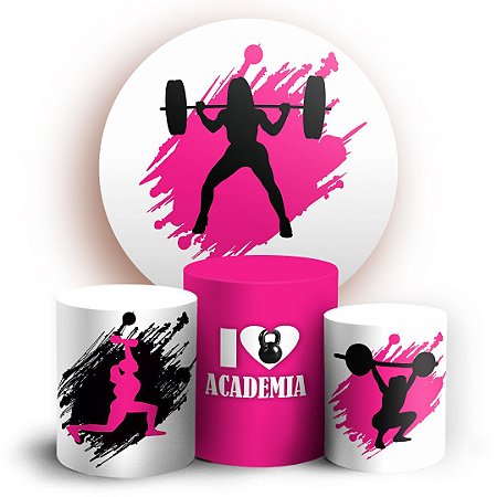Capas Painel Redondo e Trio Cilindro Sublimado -  Academia Rosa