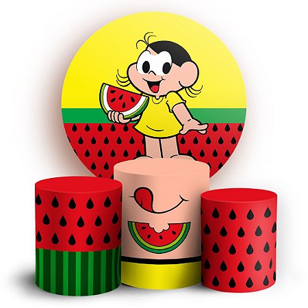 Capas Painel Redondo e Trio Cilindro Sublimado -  Magali Turma da Mônica