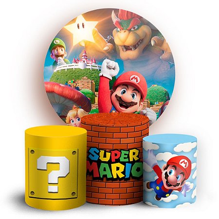 Capas Painel Redondo e Trio Cilindro Sublimado - Super Mario Bros