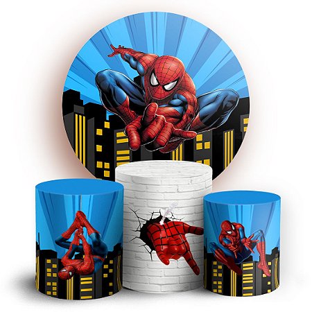 Capas Painel Redondo e Trio Cilindro Sublimado - Homem Aranha