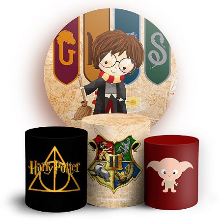 Capas Painel Redondo e Trio Cilindro Sublimado - Harry Potter