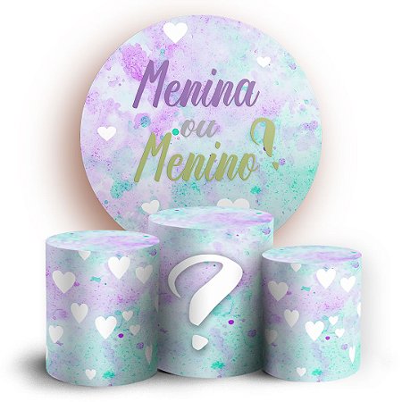 Capas Painel Redondo e Trio Cilindro Sublimado - Chá Revelação