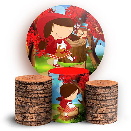 Capas Painel Redondo e Trio Cilindro Sublimado - Chapeuzinho Vermelho
