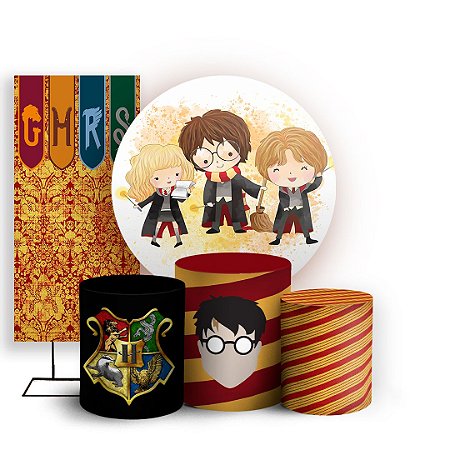 Capas Painel Redondo Trio Cilindro e Faixa Lateral Sublimado - Harry Potter