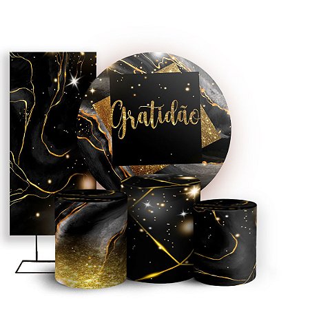 Capas Painel Redondo Trio Cilindro e Faixa Lateral Sublimado - Gratidão