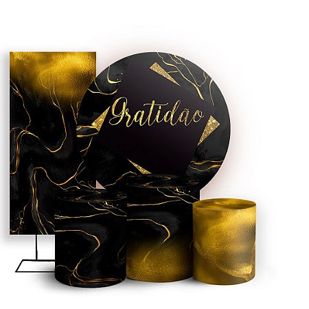 Capas Painel Redondo Trio Cilindro e Faixa Lateral Sublimado - Gratidão