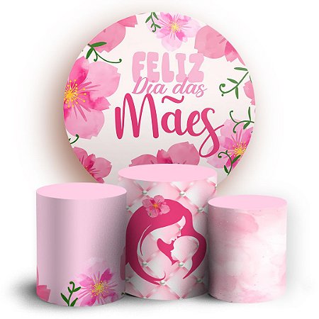 Capas Painel Redondo e Trio Cilindro Sublimado - Dia Das Mães