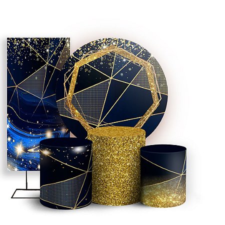 Capas Painel Redondo Trio Cilindro e Faixa Lateral Sublimado - Abstrato Glitter