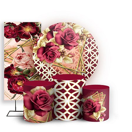 Capas Painel Redondo Trio Cilindro e Faixa Lateral Sublimado - Marsala