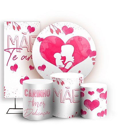 Capas Painel Redondo Trio Cilindro e Faixa Lateral Sublimado - Dia das Mães