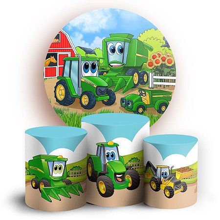 KIT Redondo e Trio - Johnny Tractor e Amigos - Sublimado 3D