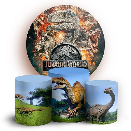 Capas Painel Redondo e Trio Cilindro Sublimado - Jurassic World