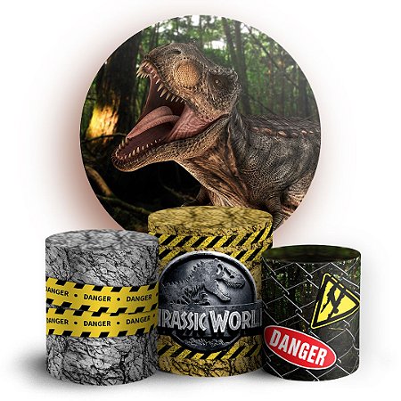 Capas Painel Redondo e Trio Cilindro Sublimado - Jurassic World