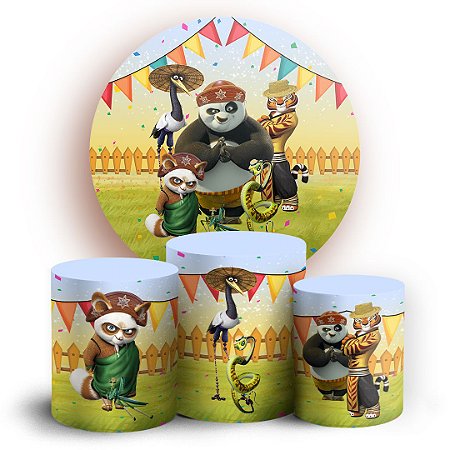 Capas Painel Redondo e Trio Cilindro Sublimado - Kung Fu Panda Junino