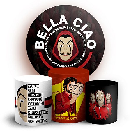 Capas Painel Redondo e Trio Cilindro Sublimado - La Casa de Papel