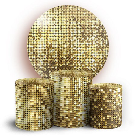 Capas Painel Redondo e Trio Cilindro Sublimado - Lantejoulas