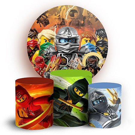 Capas Painel Redondo e Trio Cilindro Sublimado - Lego Ninja Go