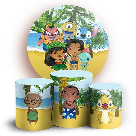 Capas Painel Redondo e Trio Cilindro Sublimado - Lilo e Stitch