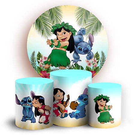 Capas Painel Redondo e Trio Cilindro Sublimado - Lilo e Stitch