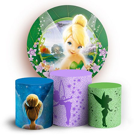 Capas Painel Redondo e Trio Cilindro Sublimado - Sininho Tinkerbell