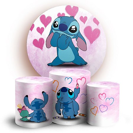 Capas Painel Redondo e Trio Cilindro Sublimado - Stitch