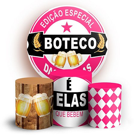 Capas Painel Redondo e Trio Cilindro Sublimado - Boteco Das Patroas