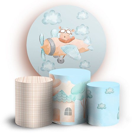 Capas Painel Redondo e Trio Cilindro Sublimado - Aviador