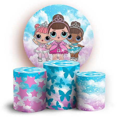 Capas Painel Redondo e Trio Cilindro Sublimado - Lol Surprise