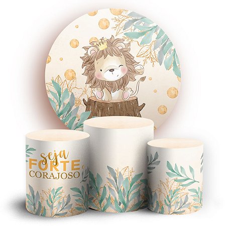 Capas Painel Redondo e Trio Cilindro Sublimado - Leãozinho