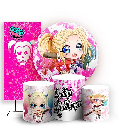 Capas Painel Redondo Trio Cilindro e Faixa Lateral Sublimado - Arlequina