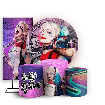 Capas Painel Redondo Trio Cilindro e Faixa Lateral Sublimado - Arlequina