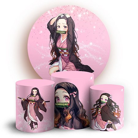 Capas Painel Redondo e Trio Cilindro Sublimado -  Nezuko Kimetsu no Yaiba