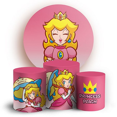 Capas Painel Redondo e Trio Cilindro Sublimado -  Princesa Peach Super Mario