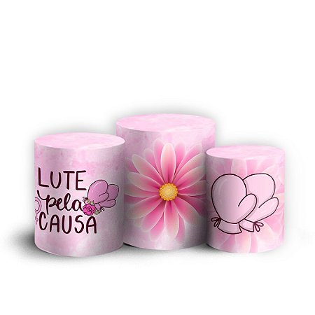 Capas Trio Cilindro Sublimado Vest Facil - Outubro Rosa