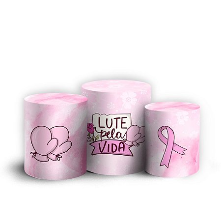 Capas Trio Cilindro Sublimado Vest Facil - Outubro Rosa