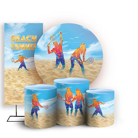 Capas Painel Redondo Trio Cilindro e Faixa Lateral Sublimado - Beach Tenis