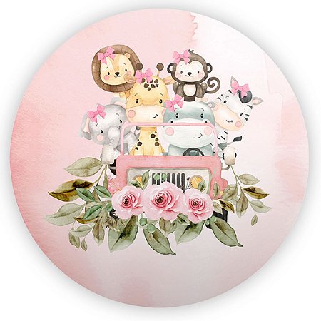 Painel Redondo - Safari Rosa - Sublimado 3D