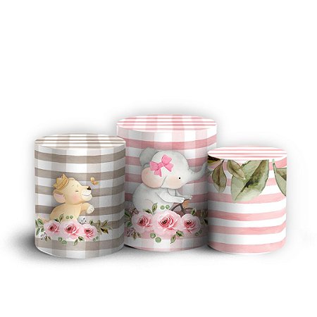 Capas Trio Cilindro Sublimado Vest Facil - Safari Rosa