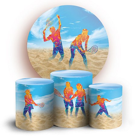 Capas Painel Redondo e Trio Cilindro Sublimado -  Beach Tenis