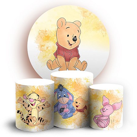 Capas Painel Redondo e Trio Cilindro Sublimado -  Ursinho Pooh