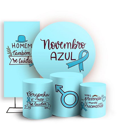 Capas Painel Redondo Trio Cilindro e Faixa Lateral Sublimado - Novembro Azul